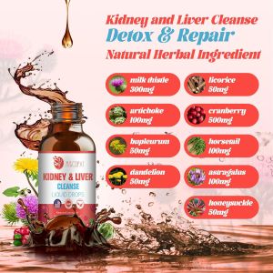 Kidney and Liver Cleanse Drops Milk Thistle Supplement with Cranberry Artichoke Astragalus Horsetail – Natural Herbal Supplement for Liver Kidney Urinary Tract Bladder