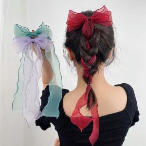 Discount Sale Korean Girls Big Bow Knotted Hair Clip Chiffon Ribbon Party Bowknot Braided Hair Ponytail Kids Headdress Headband Korea Hair Accessories Hairpin