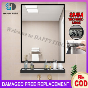 Bathroom mirror Rectangular mirror with shelf Non-Perforated toilet mirror washbasin mirror paste washstand mirror Dressing mirror