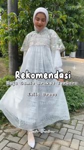 Gamis Lebaran Putih Viral: Dres Brukat Malika Mix & Puring Hyget