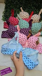 BH BRA Wanita / Bra Busa Tebal Motif Kotak / Bra Kawat Renda / Bra Poliester Kait 3 / Size 34-40 / Realpicture