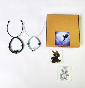 Gelang Couple Light dan Night Fury Akrilik UV Model Anyam