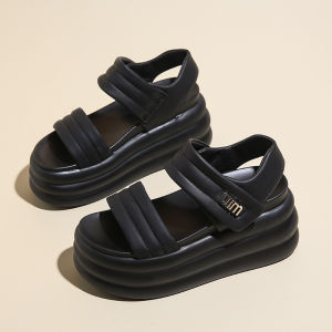 Giày Sandal Đế Dày Roman Style Dành Cho Nữ Mùa Hè 2024 Giày Đi Biển Đế Cao 8cm Có Miếng Dán Ma Thuật Giày Đế Bằng Đế Cao