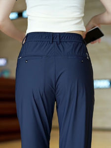 Ice Silk Straight Leg Mens Casual Pants Thin Quick Dry Summer New Style Loose Fit Dad Clothes Business Gentleman Style