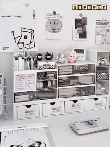 💖SG local stock💖Stationary Desk Organiser Pen Holder Desktop Shelf Large Capacity Cosmetic Brush Holder Organiser