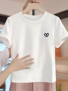 Pure Cotton Short Sleeve T-Shirt Womens Fashion Korean Style Slim Fit Summer White Top Shoulder Width Regular Cotton Blend
