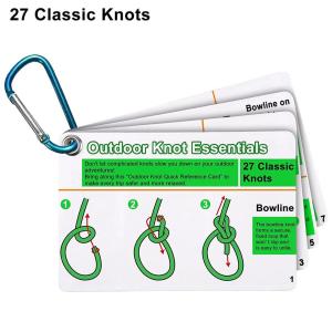 Outdoor Knot Reference Guide Featuring 27 Essential Knots for Camping Survival And Fishing with Premium D-Ring PVC Material