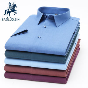 Summer Ice Silk Bamboo Fiber Shirt Mens Short Sleeve No Iron Thin Business Formal Blue White Half Sleeve Long Sleeve Shirt