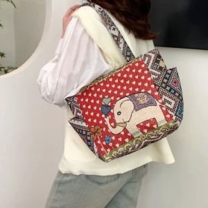 DEOBAGS Tas Tote Motif Gajah Thailand / Tas Totebag / Handbag Tas Tote Gajah Thailand / Tas Totebag / Handbag TFW 00274
