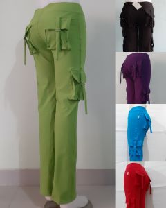 Bisa COD/Celana Senam Wanita/Celana Senam Kantong Cargo 4 Katun Spandex Super