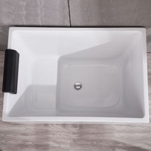 Mini Acrylic Bathtub Deep Soak Compact Freestanding Adult Small Home Japanese Style Bath Tub Rectangular Shape No Faucet Included