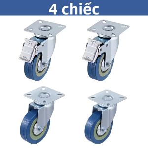 Bộ 4 Bánh Xe Xoay 2 Inch Có Phanh Bánh Xe Êm Ái Chống Mài Mòn Cho Kệ Đồ Nội Thất Và Bàn Làm Việc Thép PVC