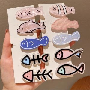 Fashion Angel Girl Cá hoạt hình hình dạng kẹp tóc cho nữ ngọt ngào Acrylic dễ thương kẹp tóc ngắn cho sinh viên món quà sinh nhật