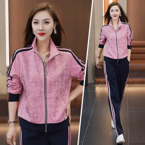 Yun Cotton Embroidery 2024 New Autumn Casual Sports Suit Set Womens High-End Feeling Youthful Running Two-Piece Trendy
