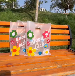 "5pcs BUNDLE" GOOD LUCK FLORAL Trinket Printed Plastic Bags Shopping Packaging Party Souvenir Goodie Bag