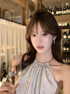 Peach Tea Clear Cool Feeling Zircon Eight-pointed Star Womens Design Sensation Small Audience High-grade Ear Clasps Earrings