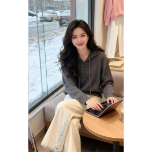 Shalldoer | Casual Mature Hooded Knit Sweater
