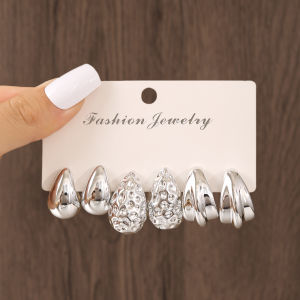 Elegant Water Drop C-shaped Hoop Earrings Irregular Personality CCB Earrings Versatile Womens Daily Wear Dating Party Jewelry