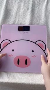Cân điện tử sức khỏe sạc pin hình heo hồng xinh xắn mặt kính chịu lực tối đa 200kg đo nhiệt độ phòng chính xác 100% BH 12 THÁNG