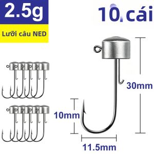 10 Móc Câu Ned Rig Jig Head 1.5g-6g Tumbler Ajing Dành Cho Mồi Mềm Câu Cá Bass Cá Rockfish Cá Pike Cá Trout Thép Carbon Cao Cấp