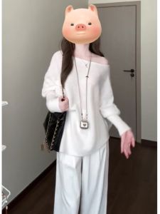 Áo len nữ BINKAFENNY cổ tròn tay cánh dơi phong cách Pháp thanh lịch