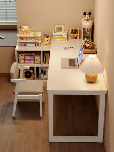 ZHUOHE | L-shaped Corner Desk with Bookshelf For Home and Office Studying Writing