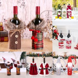 【Ready Stock】2023 New Year Gift Christmas Bottle Cover Santa Xmas Noel Christmas Decorations for Home Natal Navidad Dinner Decor