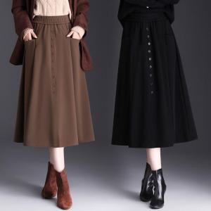 Cao Vòng Eo Chân Váy Midi Nữ Mùa Thu Mùa Đông Phong Cách Mới Ins Thời Trang Tất Cả Các Váy Nhung Phù Hợp Dáng Chữ A Thon Gọn Thoải Mái