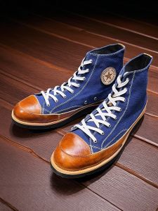 Retro American High Top Martin Boots Mens Workwear Thick Bottom Canvas Shoes Breathable round Toe Short Boots for Youth And Middle Age