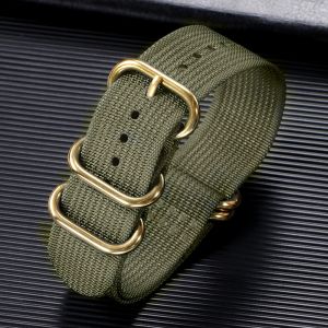 18mm 20mm 22mm 24mm Gold Buckle Nylon for Omega Seamaster 007 for Huami amazfit Watchband Replace Men Women Canvas Watch Strap