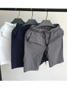 Mens 5-Point Shorts Summer Thin Casual Trendy Mid-Waist Straight Leg Pants Low Elasticity Pure Color Youth Popular Style