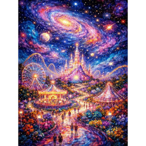 Starry Castle Fantasy Landscape Artwork Jigsaw Puzzle 500/1000/1200/2000PCS Stress Relief Puzzle Wall Art Decor Gift