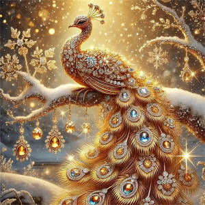 Huacan 5D DIY Golden Peacock Diamond Painting Wall Decor New Arrivals 2025 Handmade Gift Diamond Mosaic Art Decorative Paintings