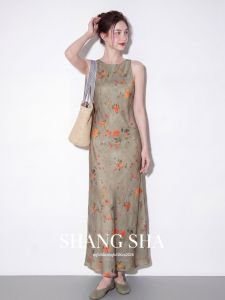 SHANGSHA | Elegant Summer Maxi Dress Chinese Style Prints