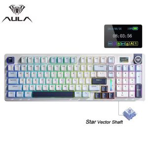 AULA | AULA S98 Pro Wireless Mechanical Keyboard Smart Screen Knob BT5.0 2.4G USB-C Hot Swap RGB Pre-lubed Linear Gaming Keyboard