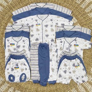 Seri Denim - 18 PCS / 9 STEL Baju Bayi Baru Lahir 0-3 Bulan Bahan Kaos Baju New Born