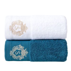 2pcs/lot Towel Sets White Blue 100% Cotoon 34x74cm or 70x140cm Letter Embroidered Bathroom Shower Big Towel Cover 수건 세트 Toallas