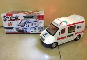 NEW TOY 911 AMBULANCE EMERGENCY RESCUE WITH LIGHT &MUSIC