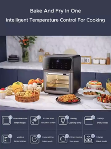 16L Inverter Air Fryer Oven Heavy Duty Electric Oven with Visual Window & Digital Touch LED Screen Smart Cooker with Timer & Temperature Control Multifunctional Smokeless Appliance for Home Kitchen