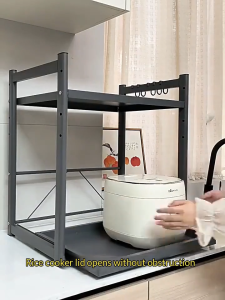 NINI Pull-Out Microwave Rack |  Kitchen Shelf |  Adjustable Extendable Storage Rack | Countertop Organizer | Multi-Functional Appliance Stand