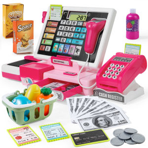 Shopping Cash Register Playset with Real Calculator Pretend Play Store Learning Toy Christmas/Halloween/New Year Gift