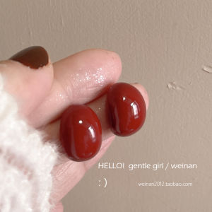 Fashionable Wine Red Waterdrop Shaped Mosquito Coil Tray Earrings Elegant Korean Style Alloy Jewelry Christmas Celebration Accessories