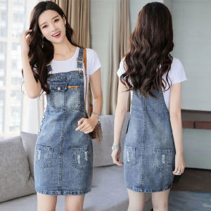 Slimming Denim Dress Womens Summer Thin New Small Size Denim Skirt Strap Dress Cotton Polyester Blend Short Sleeveless A-Line