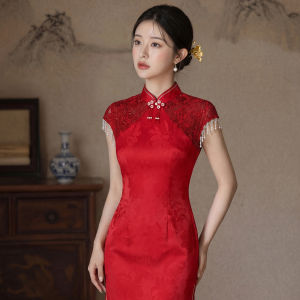 Đầm Cheongsam Màu Đỏ Vintage
