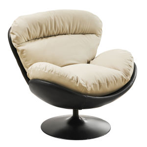 Luxurious Leather Eggshell Single Sofa Chair Rotating Leisure Living Room Chair Top Layer Cowhide Modern Simple Style Furniture