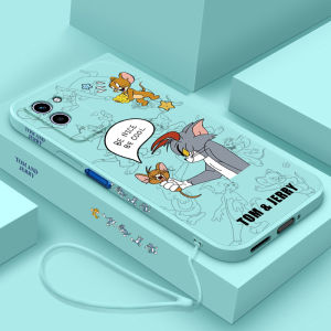 Oppo A56 Phone Case Liquid Silicone Soft Lens Full Cover Anti-Fall Cat And Mouse Creative New Model Couple Simple Men Women Style