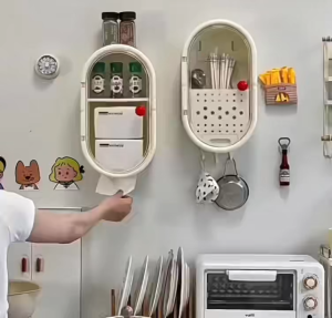 Pengatur Tisu Kamar Mandi yang Dipasang di Dinding Pengatur Kosmetik Rak Partisi