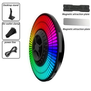 Circular 64bit RGB PickUp Light Car Music Pickup Rhythm Lamp RGB LED Strip Rechargeable Room Atmosphere Light for Car Air Outlet