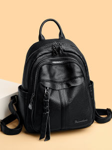Waterproof Soft Leather Ladies Backpack Large Capacity Travel Bag Fashionable Multi-Functional Casual Style Double Shoulder Bag