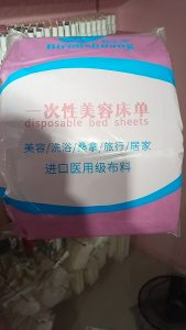 Purple disposable table and bed mattress